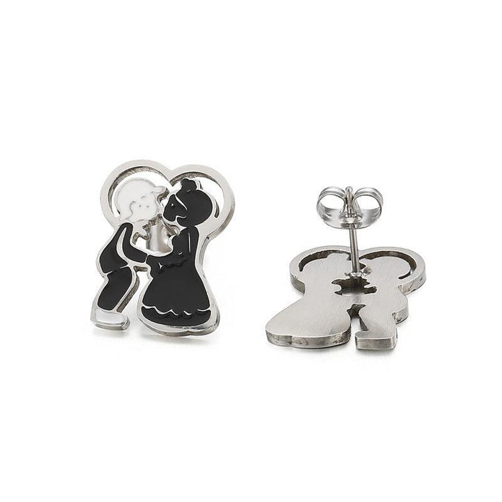 Kalen Stainless Steel Cute Cartoon Enamel Stud Earrings for Women - kalen