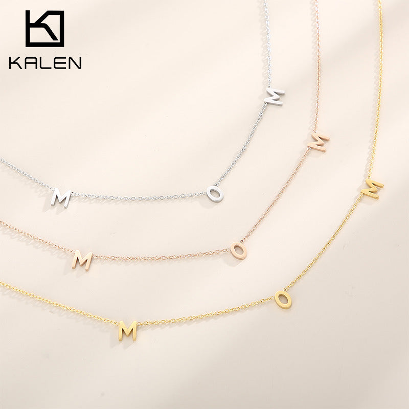 Kalen Stainless Steel MOM Letters Mother Pendant Necklace Wholesale For Women - view 1