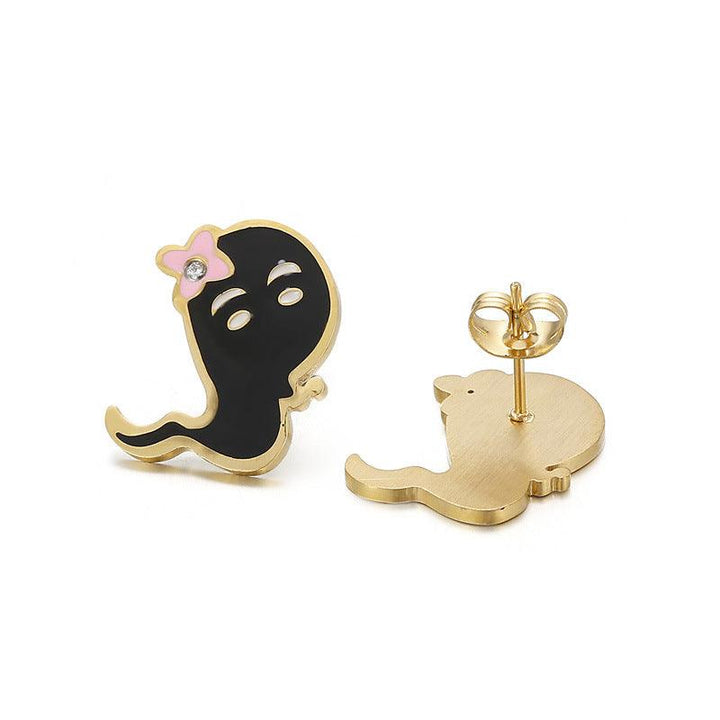 Kalen Stainless Steel Cute Cartoon Enamel Stud Earrings for Women - kalen