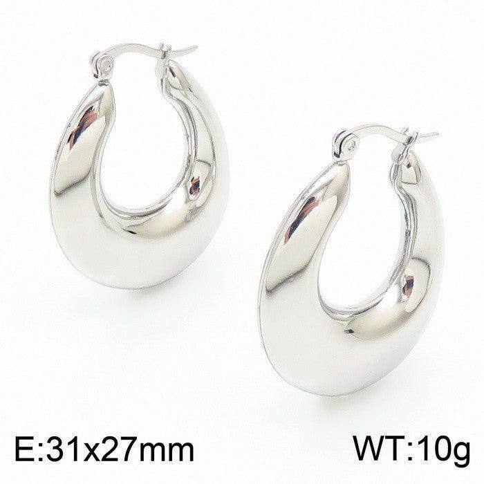 Kalen Stainless Steel Chunky Hollow U-Shape Hoop Earrings for Women - kalen