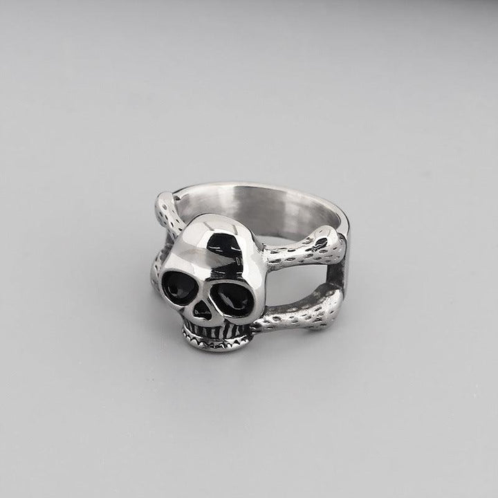 Kalen Punk Casting Gothic Exaggerated Skull Stainless Steel Ring for Men - kalen