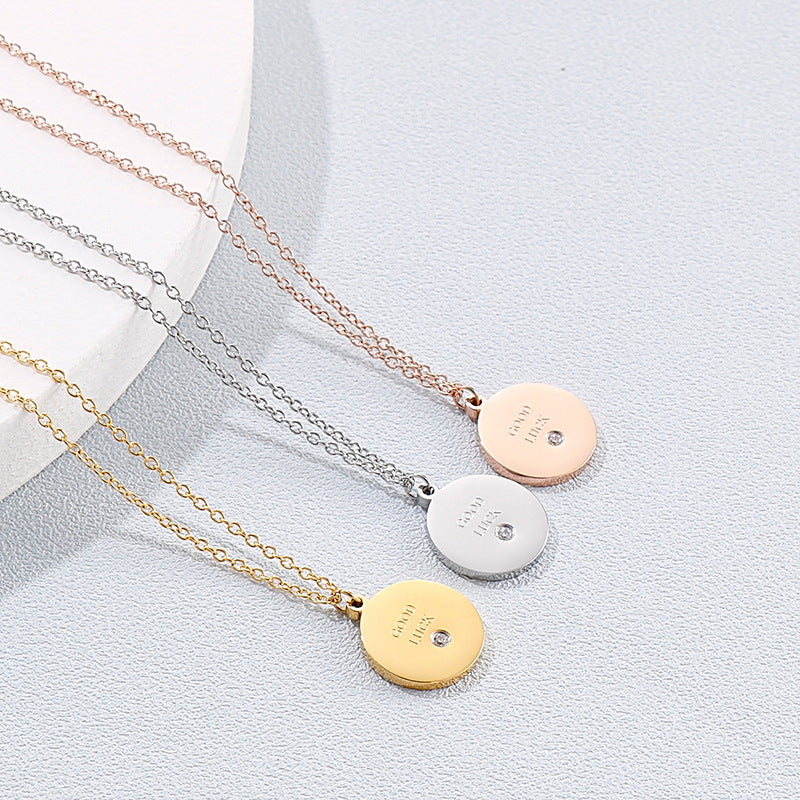 Stainless Steel CZ Round Pendant Necklace - view 1