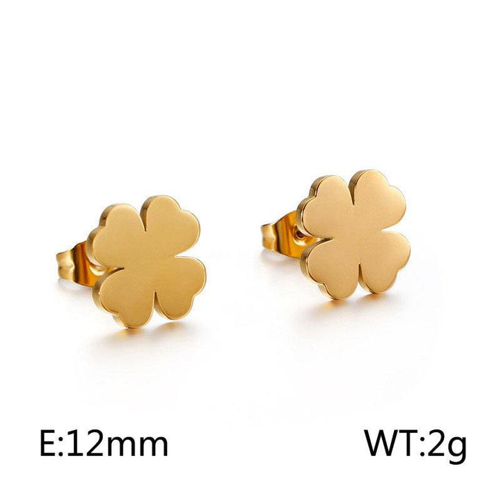 Kalen Stainless Steel Cute Four Leaf Clover Stud Earrings for Women - kalen