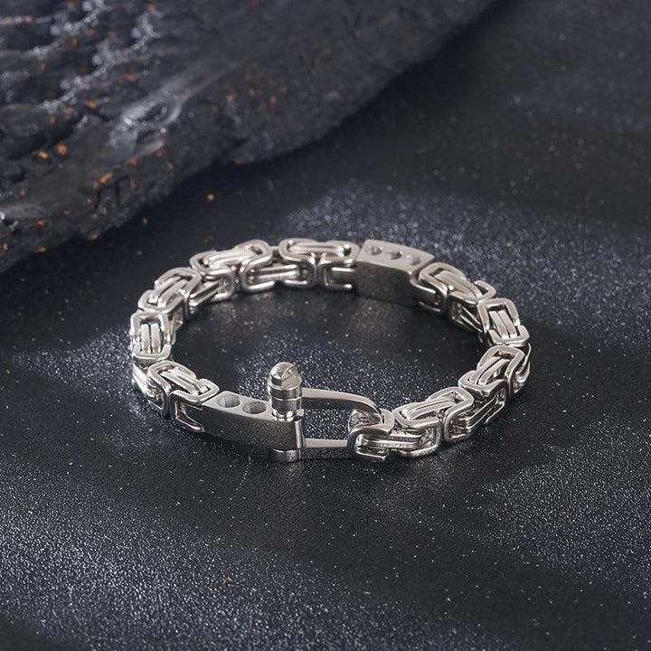 Kalen 7mm Stainless Steel Blank ID Byzantine Chain Bracelet for Men - kalen