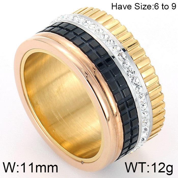 Kalen Wholesale Stainless Steel Roman Zircon Numerals Rings For Women - kalen