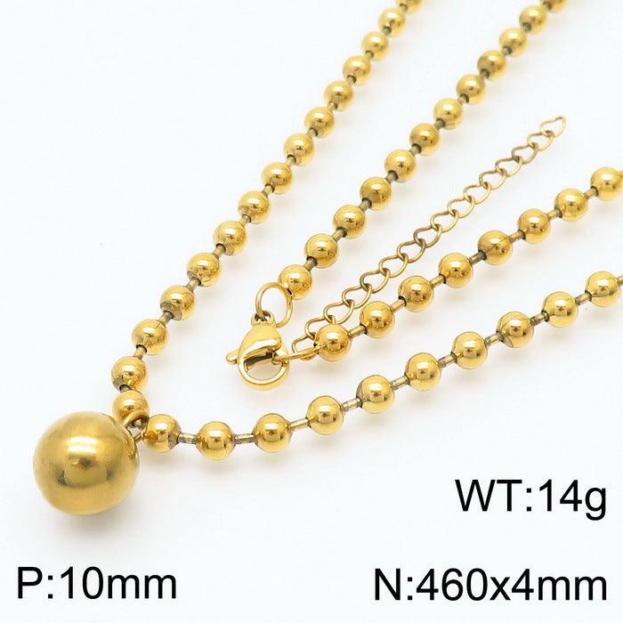 Kalen Stainless Steel 18K Gold Plated Bead Chain Ball Charm Wholesale Bracelets Necklace Jewelry Set for Women - kalen