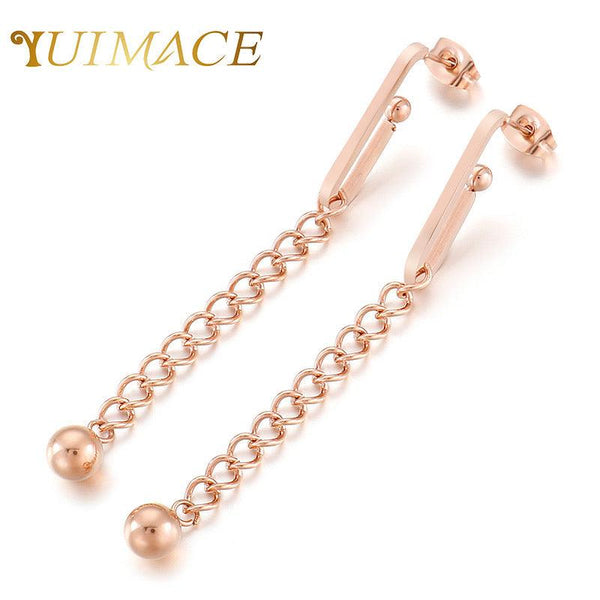 Kalen Stainless Steel Chain Ball Drop Earrings for Women - kalen