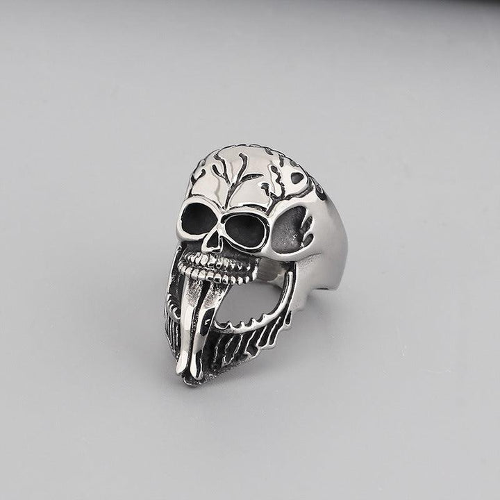 Kalen Punk Casting Gothic Exaggerated Skull Stainless Steel Ring for Men - kalen