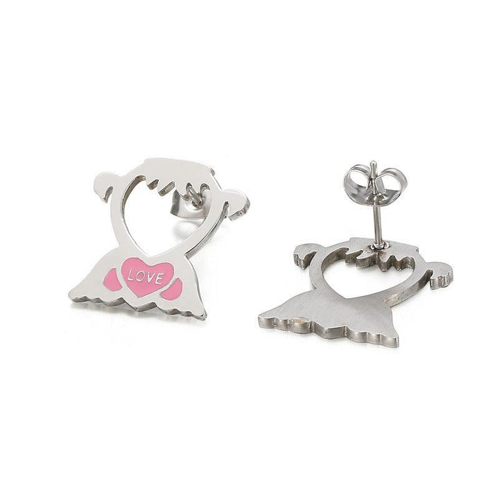 Kalen Stainless Steel Cute Cartoon Enamel Stud Earrings for Women - kalen