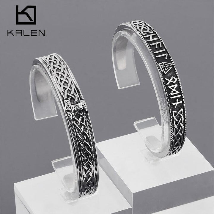 Kalen Viking Amulet Mjolnir Thor Hammer Cuff Bracelet Bangle For Men - kalen