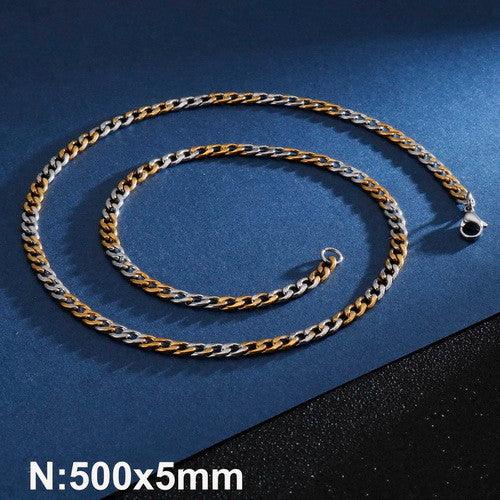 4/5mm Gold Steel Polished Miami Cuban Link Chain Necklace With Lobster Clap - kalen