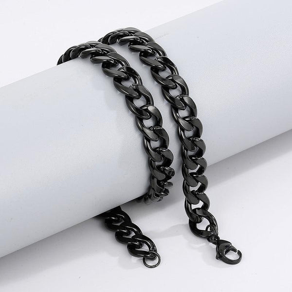 3/4/5/6/8/10/11mm Black Plated Polished Miami Cuban Link Chain Necklace With Lobster Clap - kalen