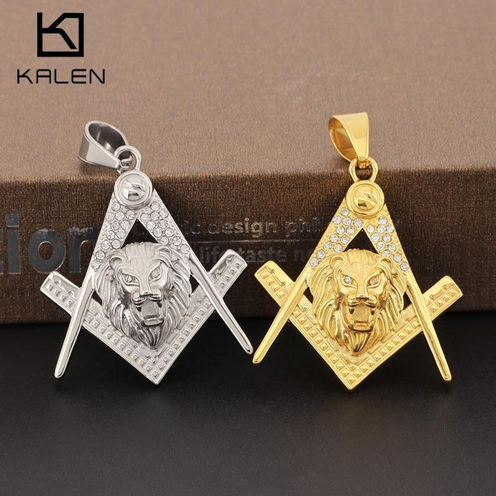 Kalen Hip Hop Lion Gold Plated Stainless Steel Pendant Necklace for Men Women - kalen