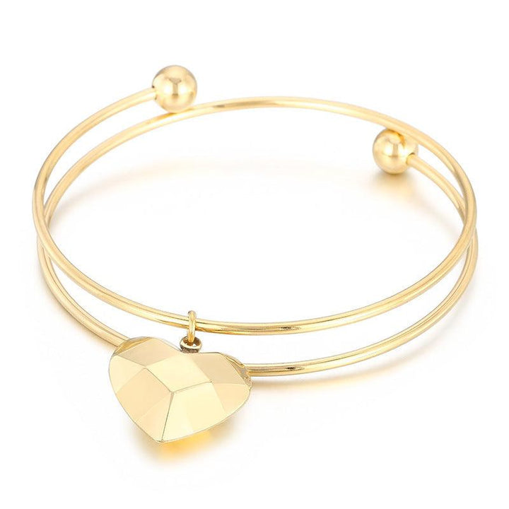 Kalen Fashion Stainless Steel 18K Gold Plated Heart Charm Wholesale Bracelets Bangle for Women - kalen