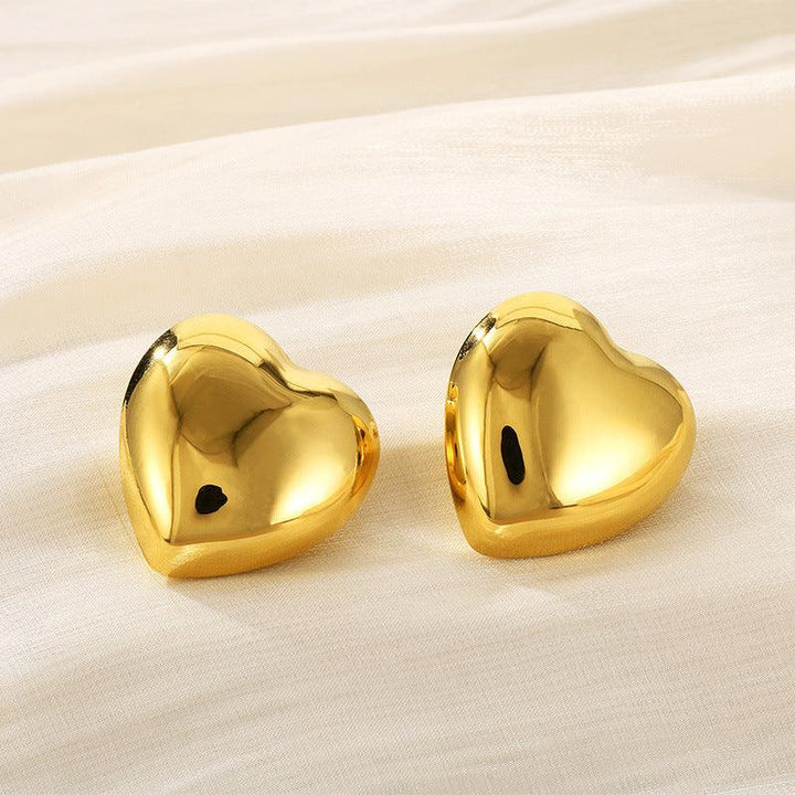 Kalen 23/20mm Stainless Steel Chunky Hollow Heart Stud Earrings for Women - kalen