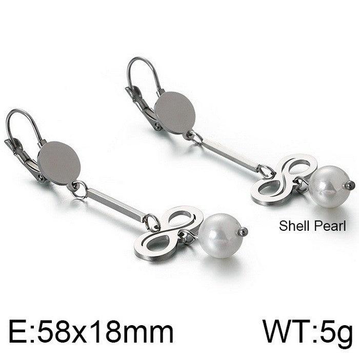 Kalen Stainless Steel Geometry Pearl Drop Earrings for Women - kalen