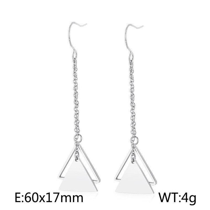 Kalen Stainless Steel Geometry Triangle Chain Drop Earrings for Women - kalen