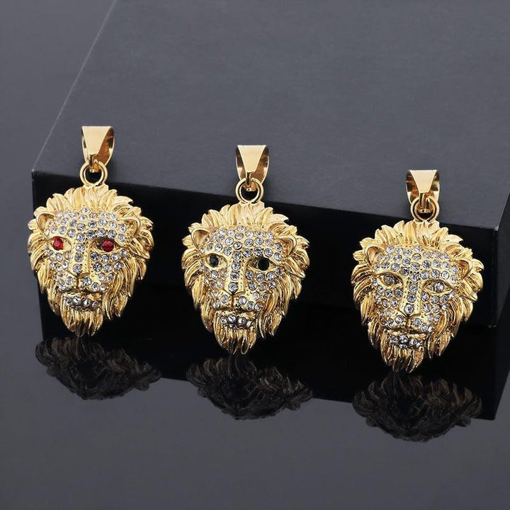 Kalen Hip Hop Lion Gold Plated Stainless Steel Pendant Necklace for Men Women - kalen