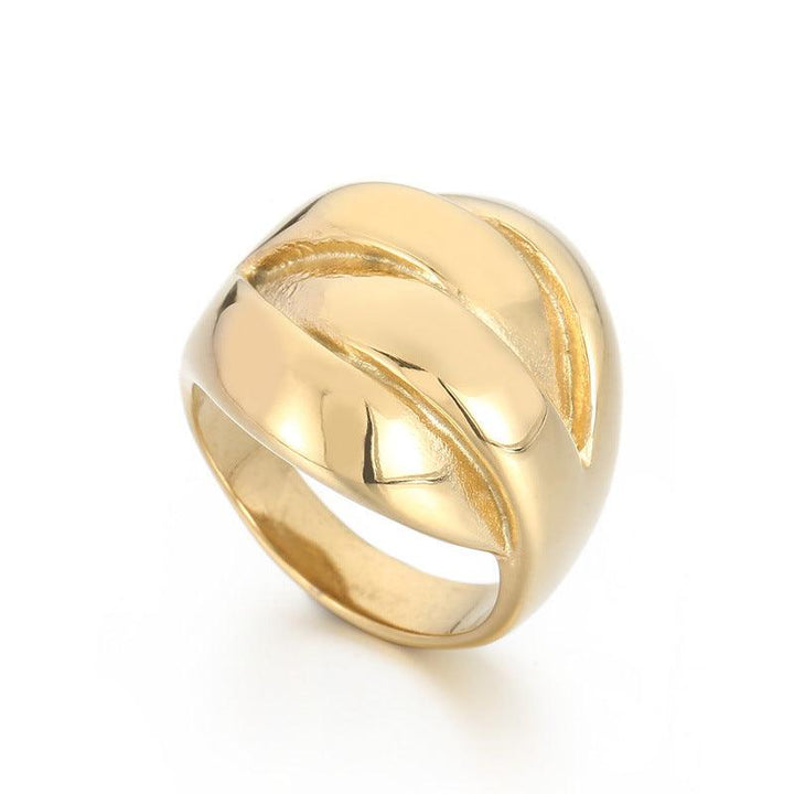 Kalen Wholesale Stainless Steel Hollow Chunky Geometry Croissant Ring for Women - kalen