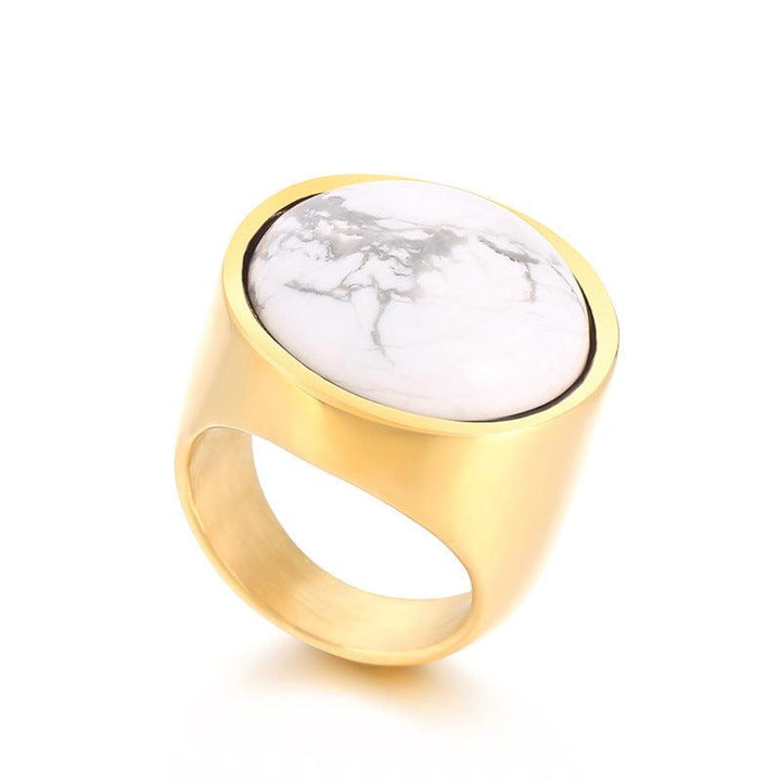 22mm KALEN Wholesale Stainless Steel Natural Stone Glass Rings For Women - kalen