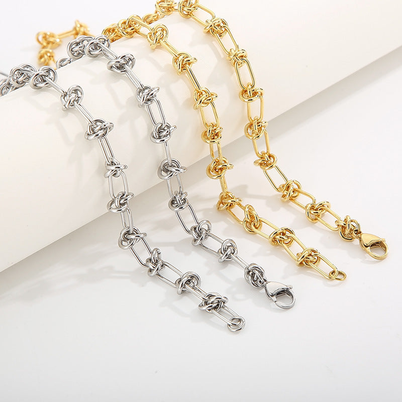 Minimalist Geometric Knot Stainless Steel Chain Necklace - view 1