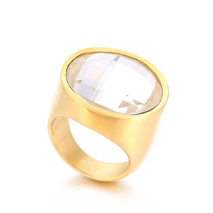 22mm KALEN Wholesale Stainless Steel Natural Stone Glass Rings For Women - kalen