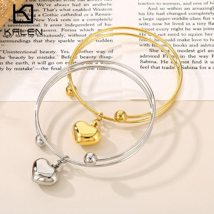 Stainless Steel Heart Charm Bracelet Bangle Wholesale For Women - kalen