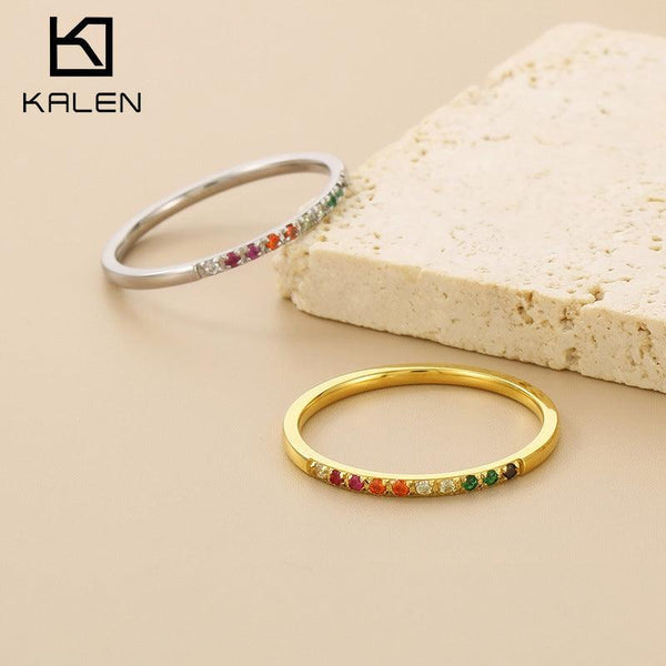 Kalen Wholesale Stainless Steel Zircon Rings for Women - kalen