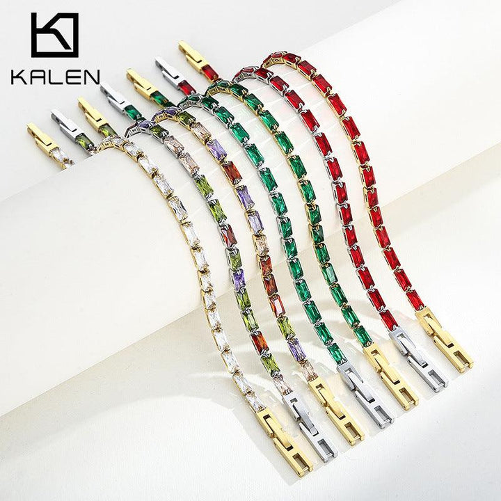 Kalen 3mm Stainless Steel Zircon Tennis Chain Wholesale Bracelet - kalen