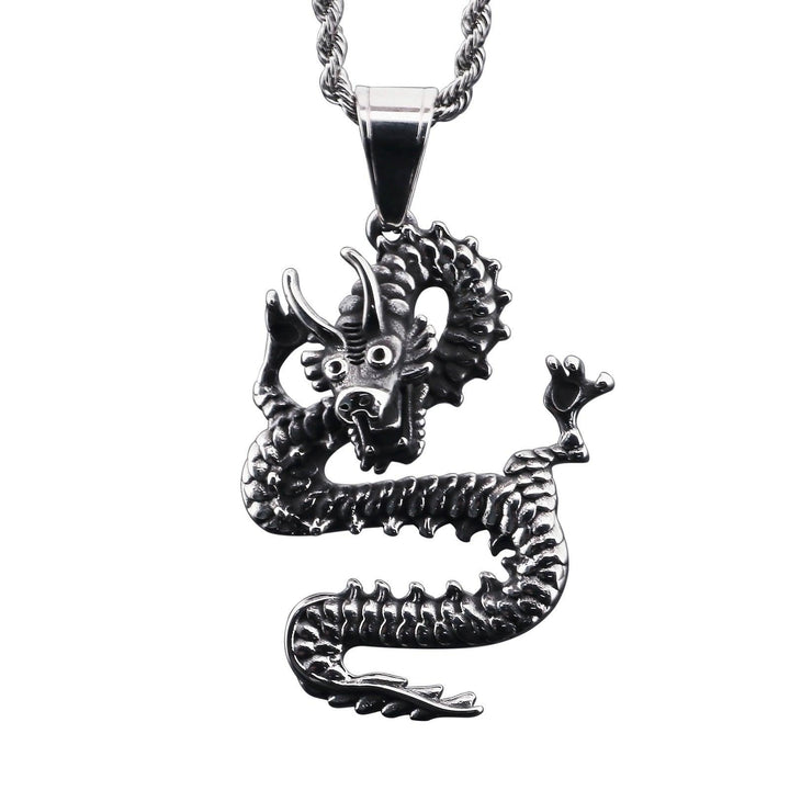 Kalen Dragon Animal Gold Plated Stainless Steel Pendant Necklace for Men Women - kalen