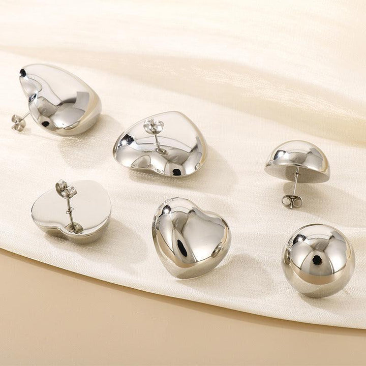 Kalen 23/20mm Stainless Steel Chunky Hollow Heart Stud Earrings for Women - kalen
