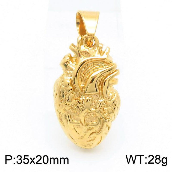 Kalen Heart Gold Plated Stainless Steel Pendant Necklace for Men Women - kalen