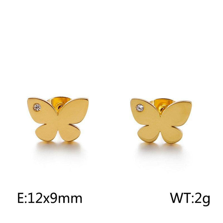 Kalen Stainless Steel Cute Butterfly Zircon Stud Earrings for Women - kalen