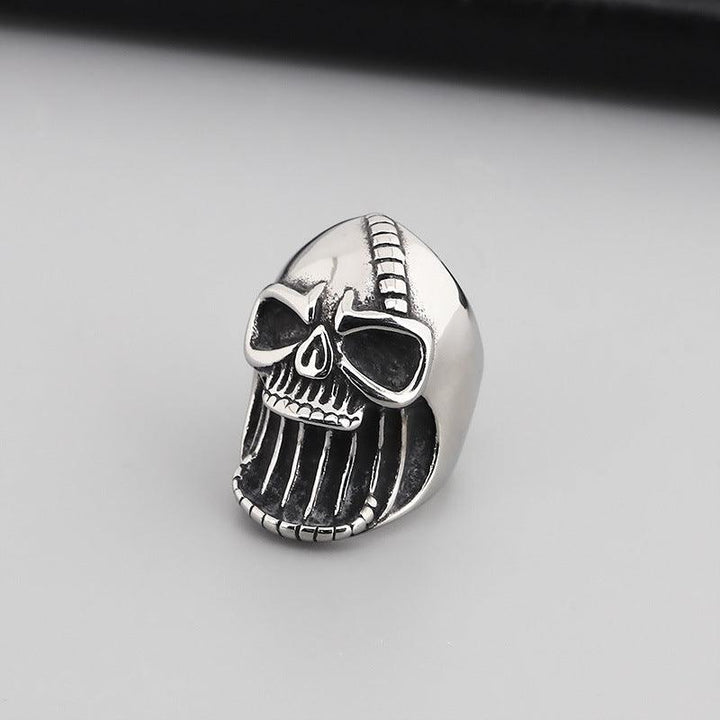 Kalen Punk Casting Gothic Exaggerated Skull Stainless Steel Ring for Men - kalen