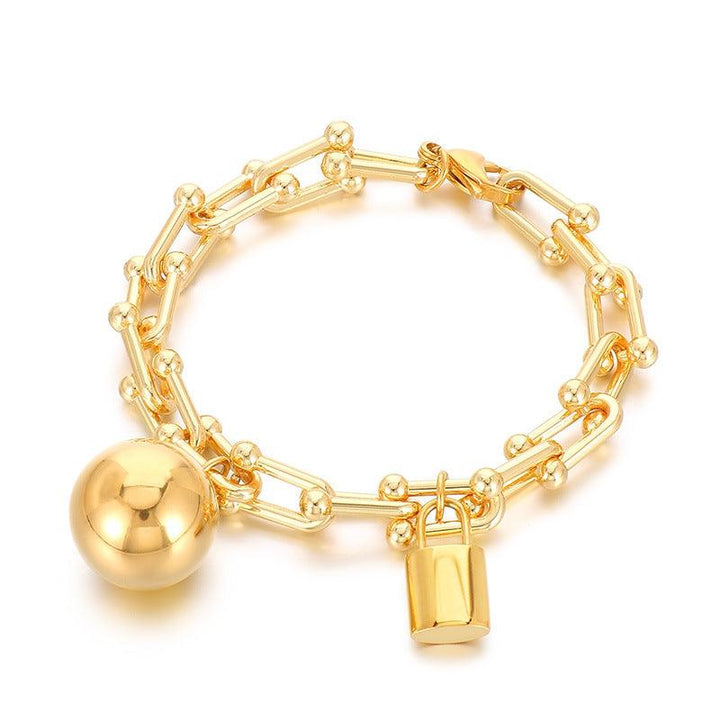 Kalen U-Shaped Chain Ball Lock Charm Bracelet Pendant Necklace for Women - kalen