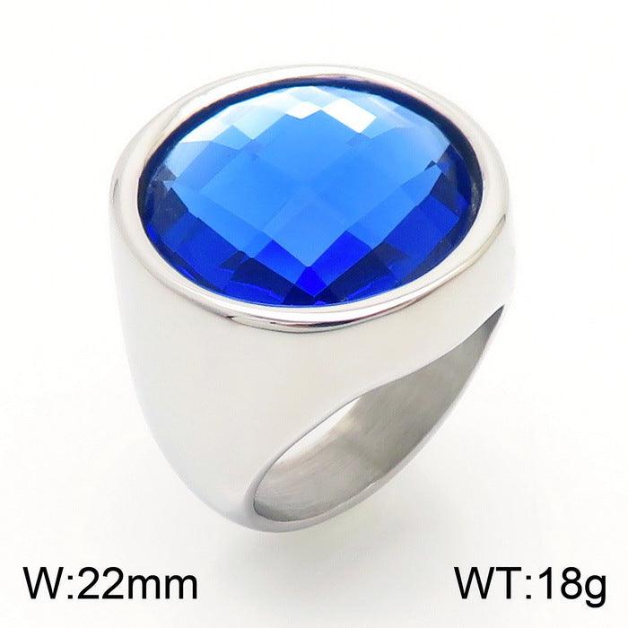 22mm KALEN Wholesale Stainless Steel Natural Stone Glass Rings For Women - kalen