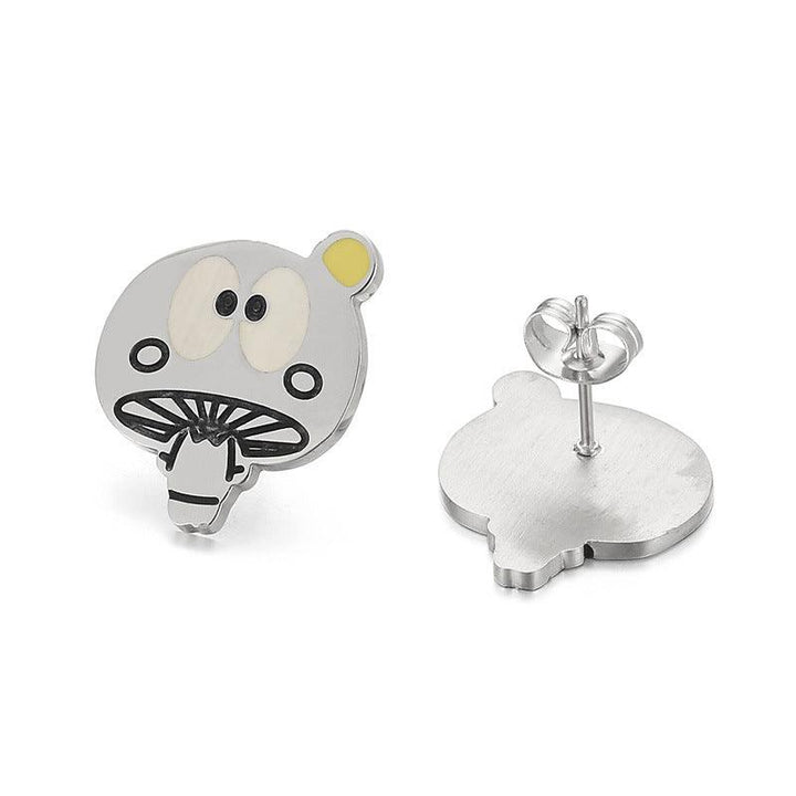 Kalen Stainless Steel Cute Cartoon Enamel Stud Earrings for Women - kalen