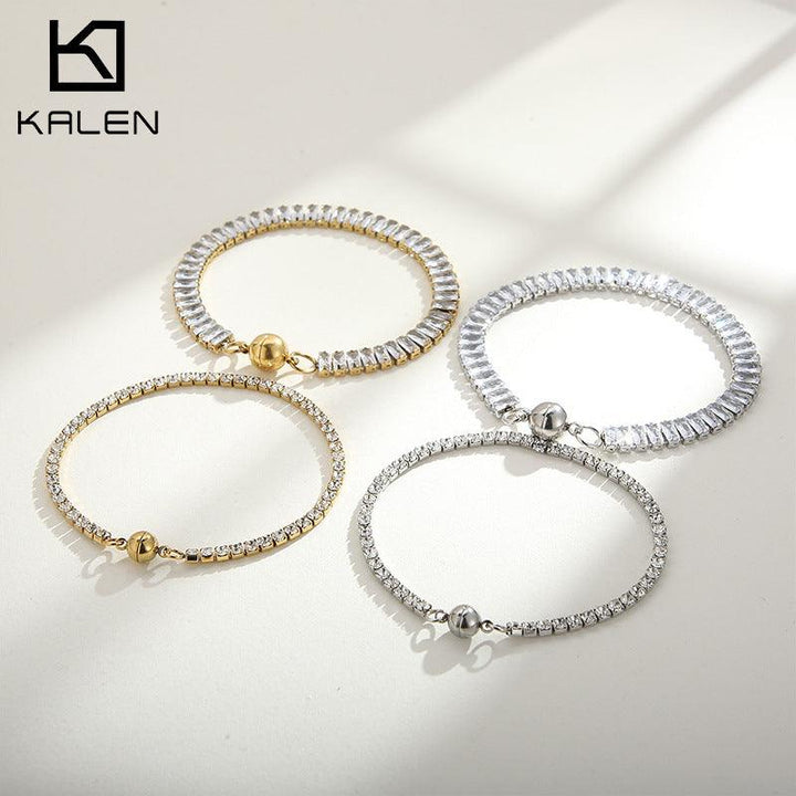 Kalen 6mm Stainless Steel Zircon Tennis Chain Wholesale Bracelet with Magnet Buckle for Women - kalen