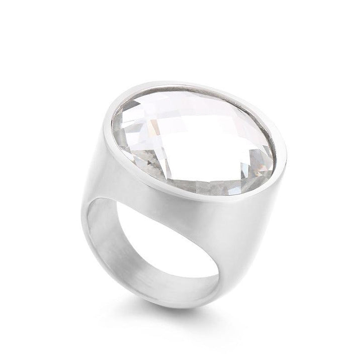 22mm KALEN Wholesale Stainless Steel Natural Stone Glass Rings For Women - kalen