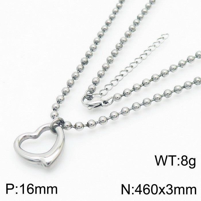 Kalen Stainless Steel 18K Gold Plated Bead Chain Heart Charm Wholesale Bracelets Necklace Jewelry Set for Women - kalen