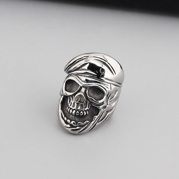 Kalen Punk Casting Gothic Exaggerated Skull Stainless Steel Ring for Men - kalen