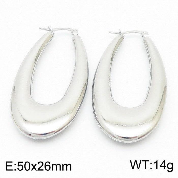 Kalen Stainless Steel Chunky Hollow U-Shape Hoop Earrings for Women - kalen