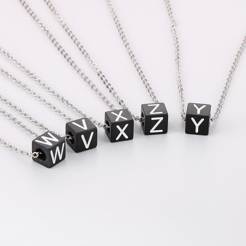 Kalen Letter Alphabet Stainless Steel 26 Initial Pendant Necklace for Men Women - kalen