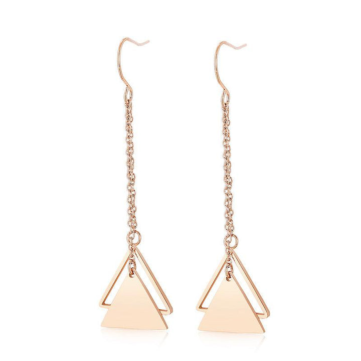 Kalen Stainless Steel Geometry Triangle Chain Drop Earrings for Women - kalen