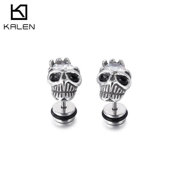 Kalen Punk Casting Skull Stud Earrings for Men Women - kalen