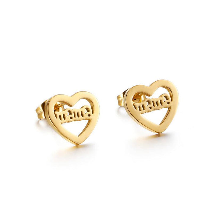 Kalen Stainless Steel Heart Mom Mother Stud Earrings for Women - kalen