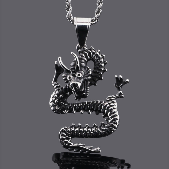 Kalen Dragon Animal Gold Plated Stainless Steel Pendant Necklace for Men Women - kalen