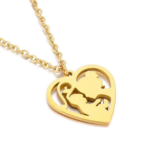 Kalen Stainless Steel Heart Mother Pendant Necklace Wholesale For Women