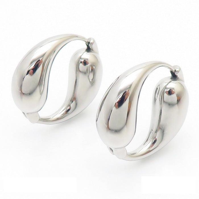 Kalen Stainless Steel Hollow Double Fish Hoop Earrings for Women - kalen