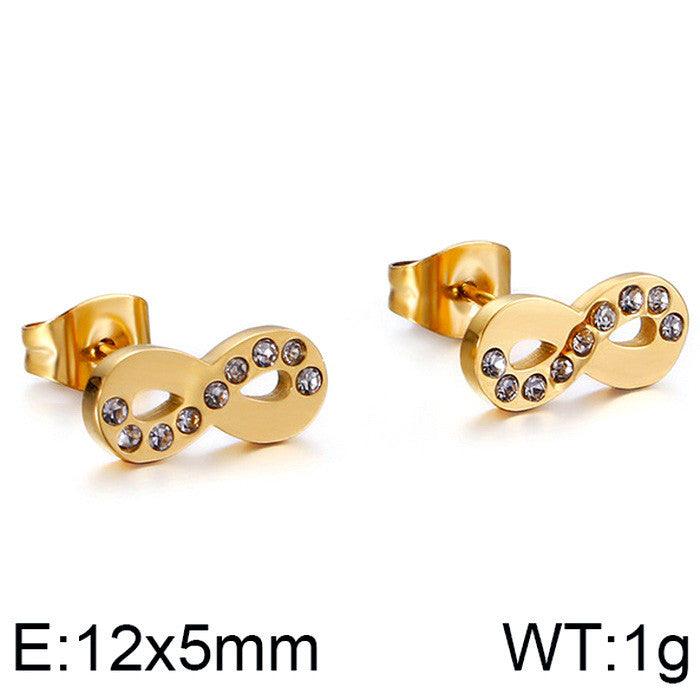 Kalen Stainless Steel Cute Infinity Zircon Stud Earrings for Women - kalen